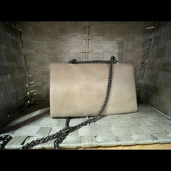 Beige Studded Crossbody with Silver Chain Strap - Picture 6 of 8